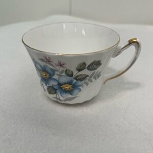 Vintage Delphine Blue Floral Teacup with Gold Trim